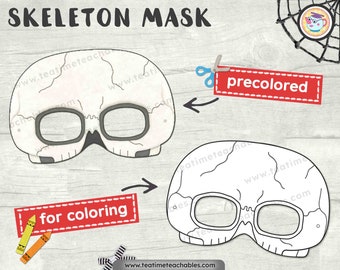 Printable Skeleton Mask: Halloween Costume Craft for Kids (PDF)