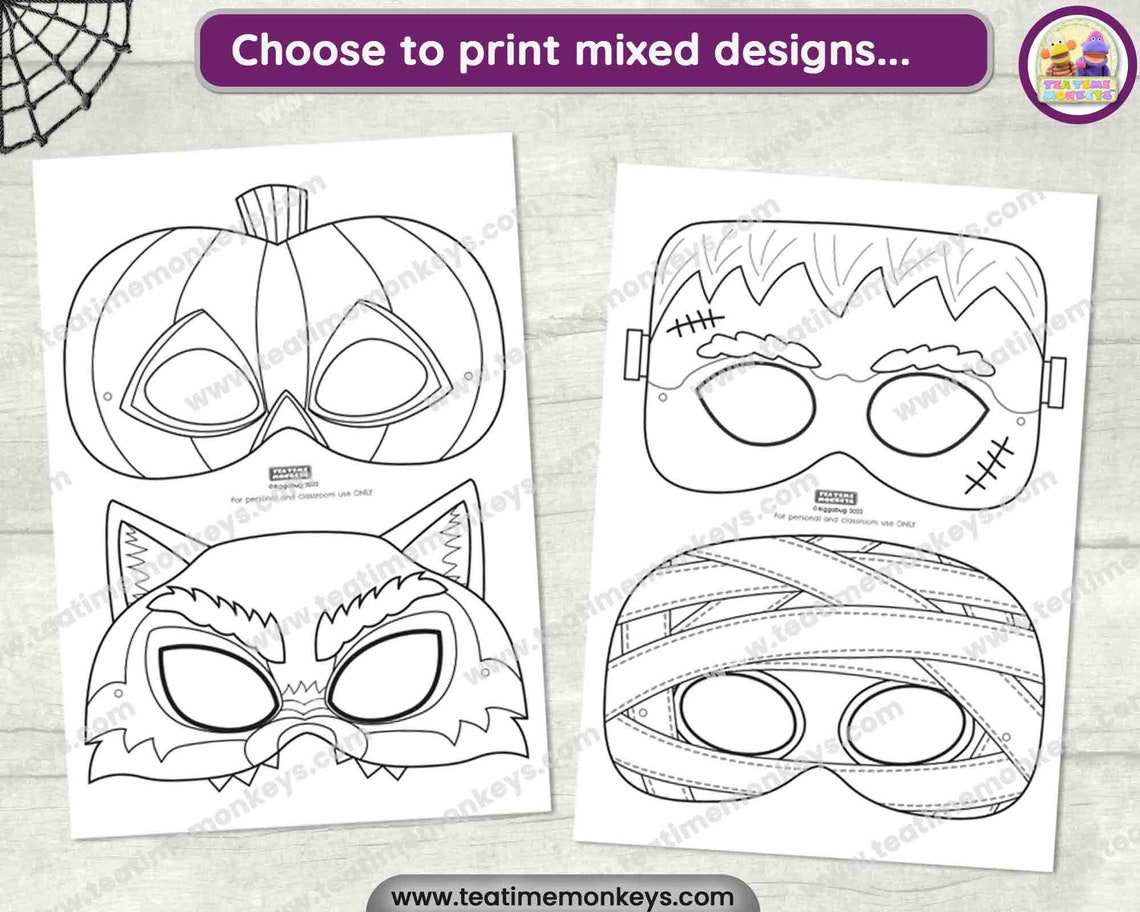HALLOWEEN Masks for Kids TEN Printable Masks to Color PDF Halloween ...