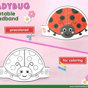 Printable LADYBUG Headband - Printable Crown | Ladybug Craft for Kids | Spring Craft | PDF
