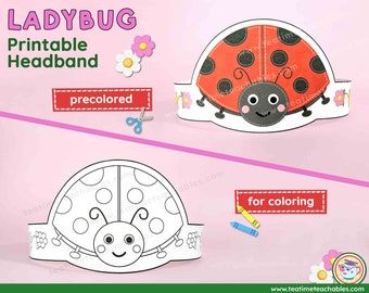 Printable LADYBUG Headband - Printable Crown | Ladybug Craft for Kids | Spring Craft | PDF