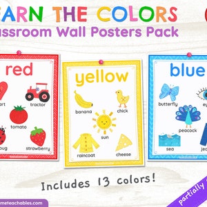 Learn the Colors | Pack of Classroom Wall Posters | PDF | Educational Posters for Kids
