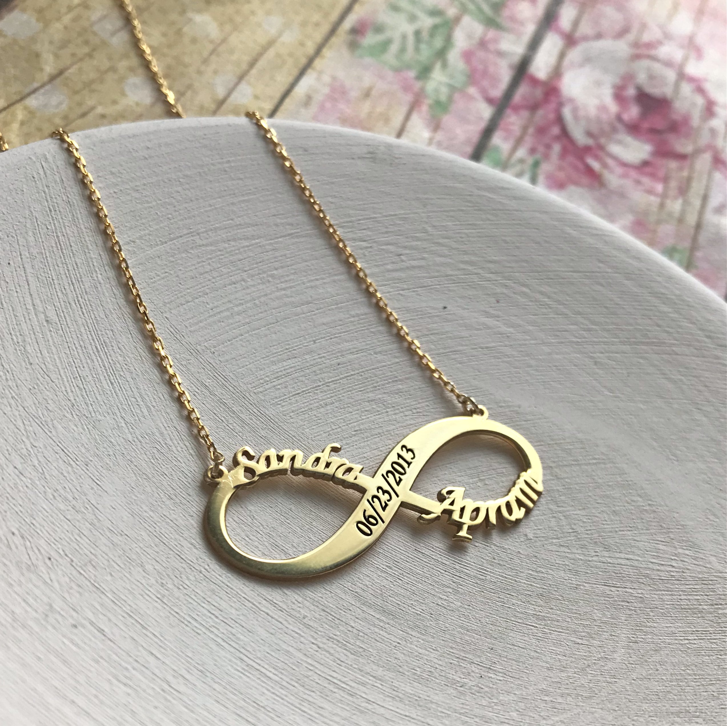 Gold Personalized Infinity Necklace Custom Infinity Necklace Etsy