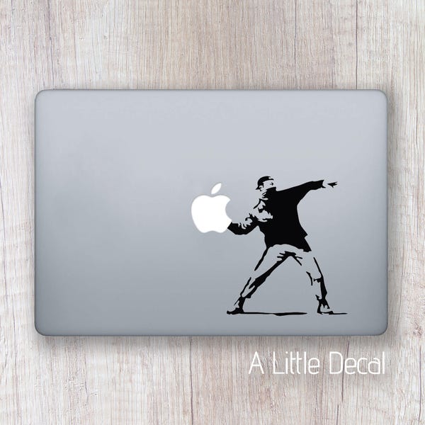 Banksy Flower Thrower Macbook Decal, Banksy Macbook Sticker, Banksy Laptop Decal, Banksy Laptop Sticker, Street Art Sticker