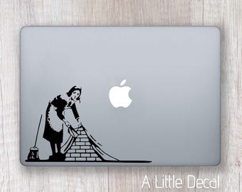 Adesivo Banksy Panda Con Pistole Per Laptop, Auto, Finestre &ndash; Vinile Nero, Taglia 4.3x4.3 Pollici