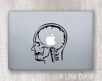 Skull Brain Sticker Macbook, Macbook Decal, Laptop Decal, Laptop Sticker, Medicine Science Anatomy Bones Stickers