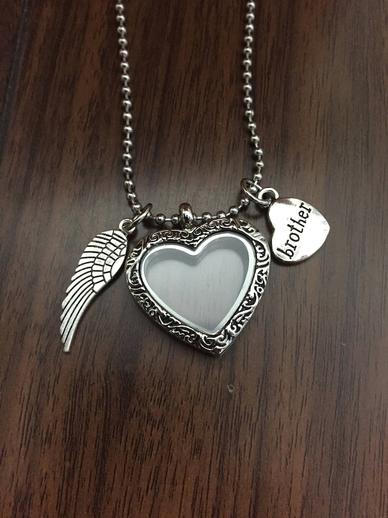Loss of Brother Floating Glass Hair Locket Ashes Photo Etsy