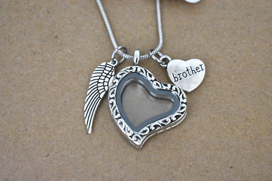 Loss of Brother Floating Glass Hair Locket Living Glass Etsy