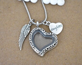 Loss of Daughter, Floating Glass Hair Locket, Living Photo Locket, Daughter loss Necklace, Daughter Memorial Necklace, Sympathy Jewelry Gift