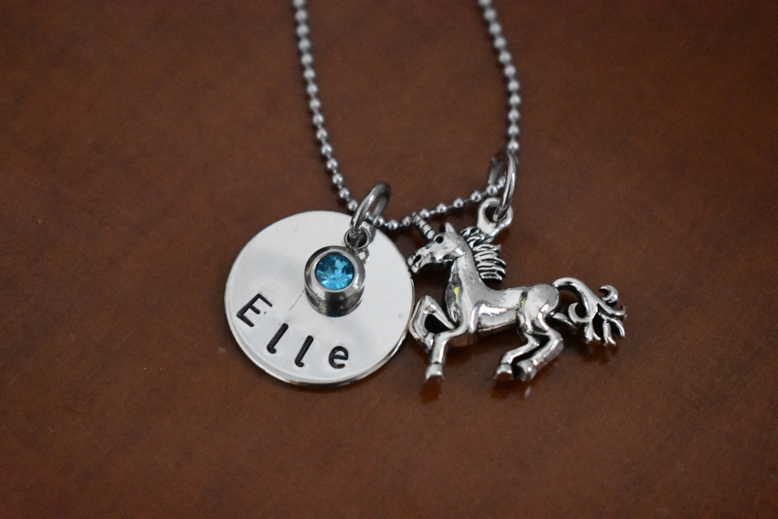 Unicorn Necklace for Little Girl Birthstone Necklace Etsy UK