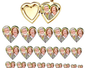 Heart Locket Photo Prints, Custom Grandparent Portrait, Multi different sizes (Digital Download)