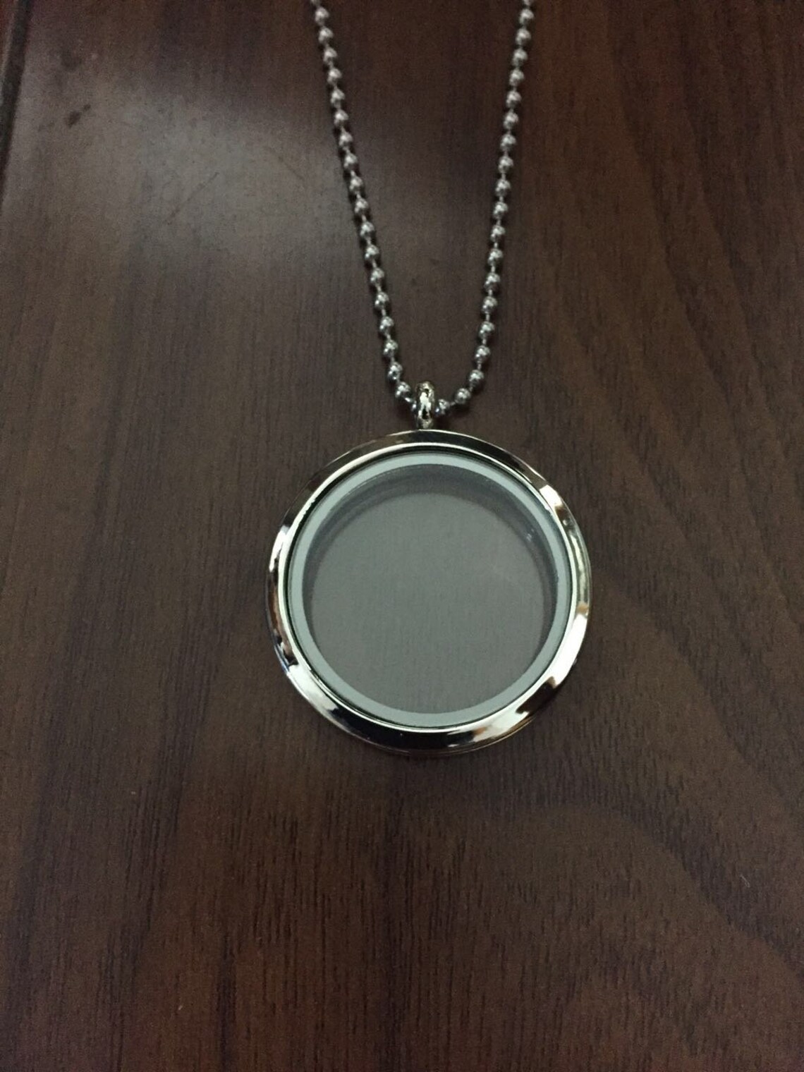 Large Floating Locket Necklace Silver 35mm Round Living Glass Etsy