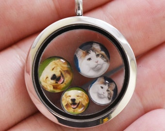 Personalized Glass Pet Photo Floating Charms for Memory Lockets