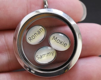 Personalized Glass Name Floating Charms for Memory Lockets