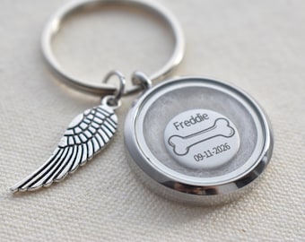 Personalized Dog Hair Locket Keychain, Engraved Name & Date Keepsake (30mm)