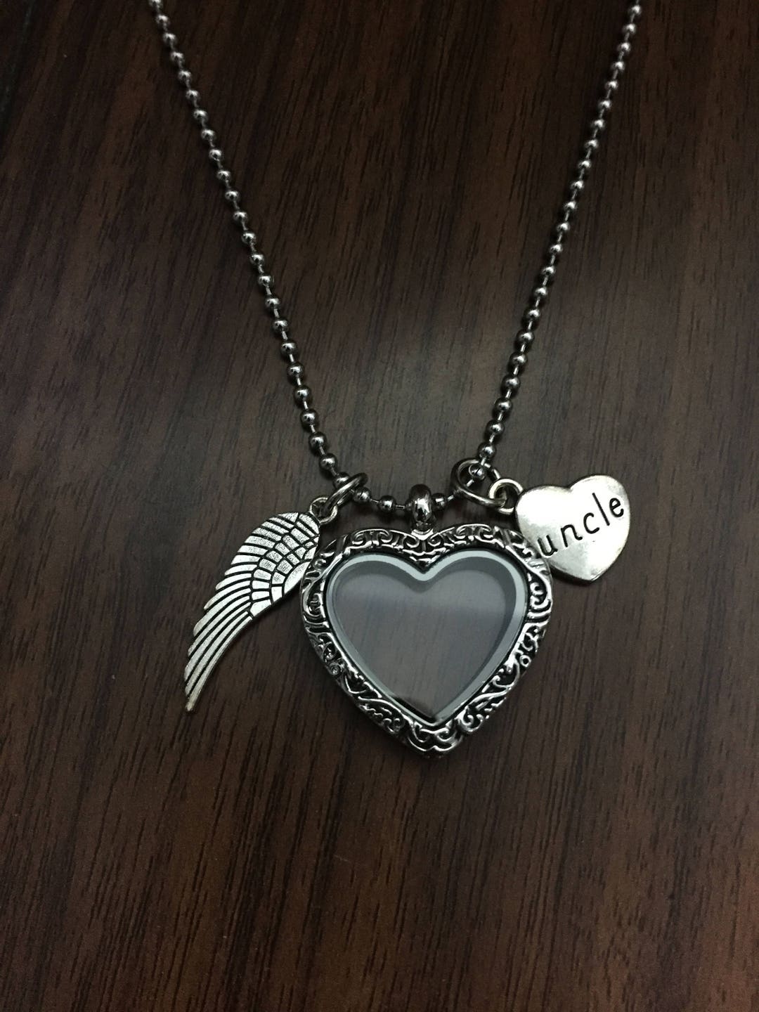 Loss of Uncle Floating Glass Hair Locket Ashes Photo Etsy