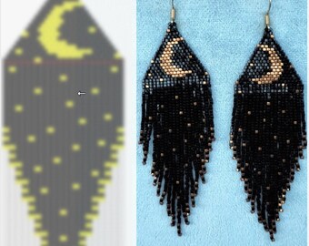 Brick stitch pattern for seed bead earrings Digital PDF pattern Beading sun earrings Seed bead pattern Bead weaving PDF digital pattern