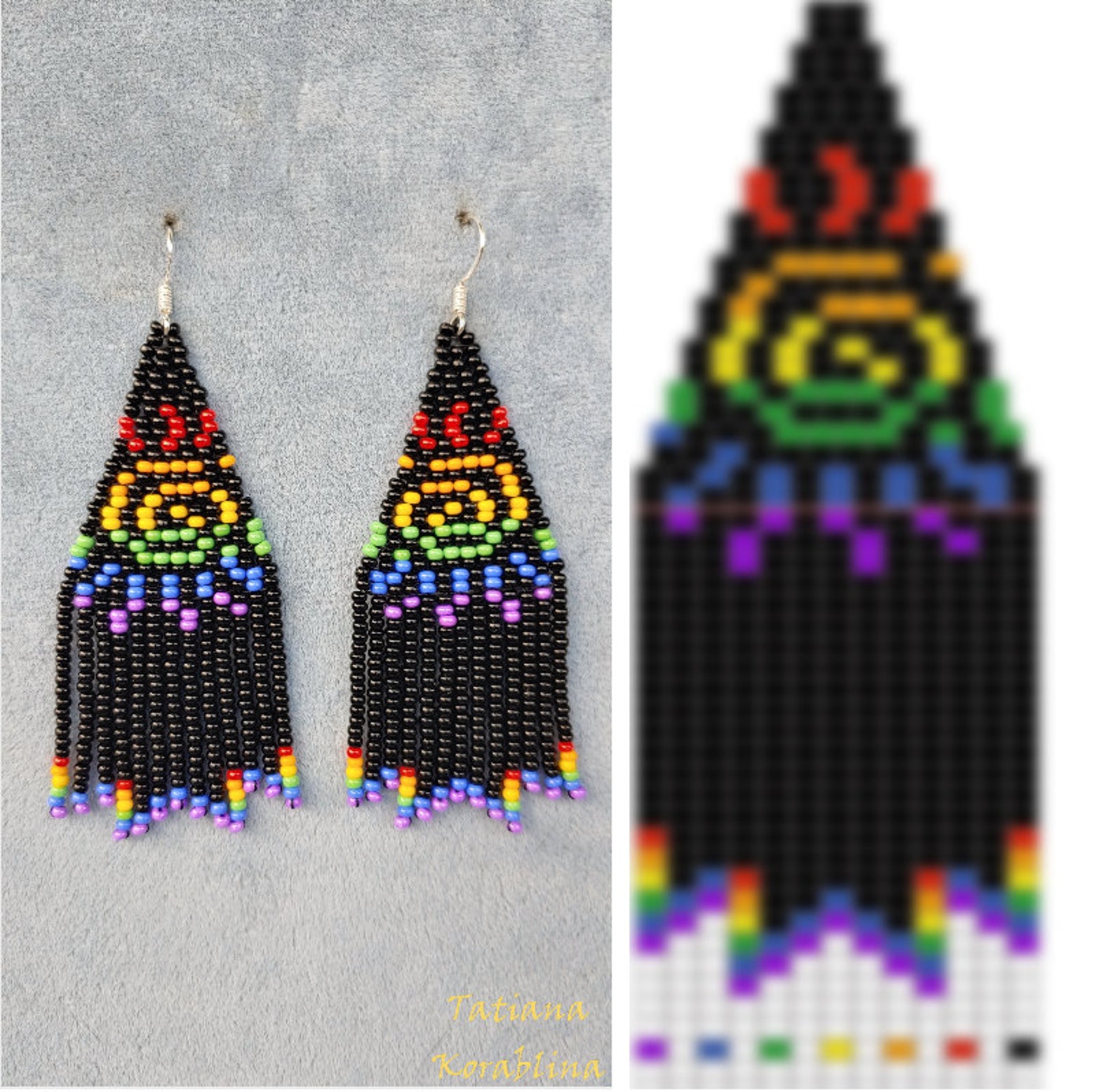 Brick Stitch Pattern for Seed Bead Earrings Digital PDF Etsy
