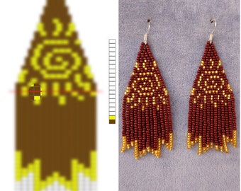 Brick stitch pattern for seed bead earrings Digital PDF pattern Beading sun earrings Seed bead pattern Bead weaving PDF digital pattern sun