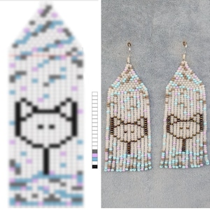 Brick stitch pattern for seed bead earrings Digital PDF pattern Beading earrings pattern Bead weaving PDF digital pattern cat