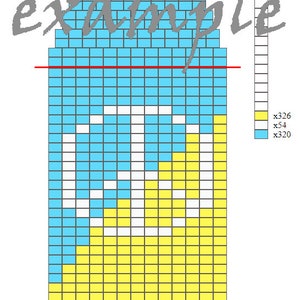 May include: A diagram made of small squares in shades of blue and yellow, with white accents. The word "for" is written above the diagram, and the word "example" is written across it. A legend on the right indicates colour codes.