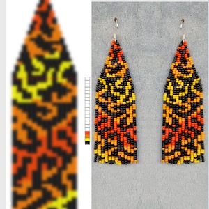Brick stitch pattern for seed bead earrings Digital PDFpattern Beading earrings pattern Bead weaving PDF digital pattern fringe earrings pdf