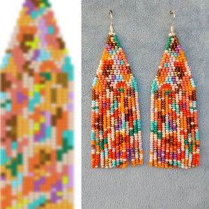 Brick stitch pattern for seed bead earrings Digital PDFpattern Beading earrings pattern Bead weaving PDF digital pattern fringe earrings pdf