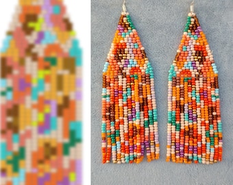 Brick stitch pattern for seed bead earrings Digital PDFpattern Beading earrings pattern Bead weaving PDF digital pattern fringe earrings pdf