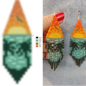 Brick stitch pattern for seed bead earrings Digital PDFpattern Beading earrings pattern Bead weaving PDF digital pattern fringe earrings pdf