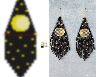 Brick stitch pattern for seed bead earrings Digital PDF pattern Beading sun earrings Seed bead pattern Bead weaving PDF digital pattern