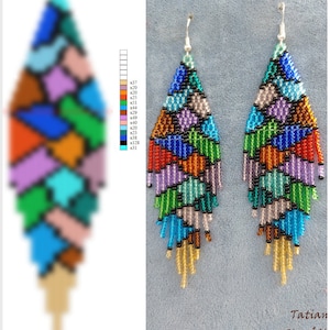 Brick stitch pattern for seed bead earrings Digital PDFpattern Beading earrings pattern Bead weaving PDF digital pattern fringe earrings pdf