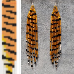 Brick stitch pattern seed bead earring Digital PDF pattern Beading pattern earrings tiger Seed bead pattern Bead weaving PDF digital pattern