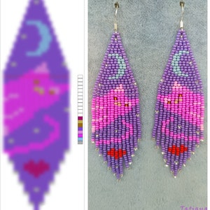 Brick stitch pattern for seed bead earrings Digital PDF pattern Beading earrings pattern Bead weaving PDF digital pattern cat