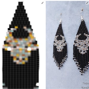 Mönster för tegelstygn för örhängen med roskärpärlor Metalltjur Digitalt PDF-mönster Pärlörhänge Roskärpärlmönster Pärlvävning PDF digitalt mönster