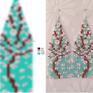 Brick stitch pattern for seed bead earrings Digital PDF pattern Beading earrings pattern Bead weaving PDF digital pattern earring sakura