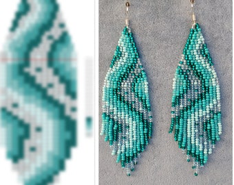 Brick stitch pattern for seed bead earrings Digital PDFpattern Beading earrings pattern Bead weaving PDF digital pattern fringe earrings pdf
