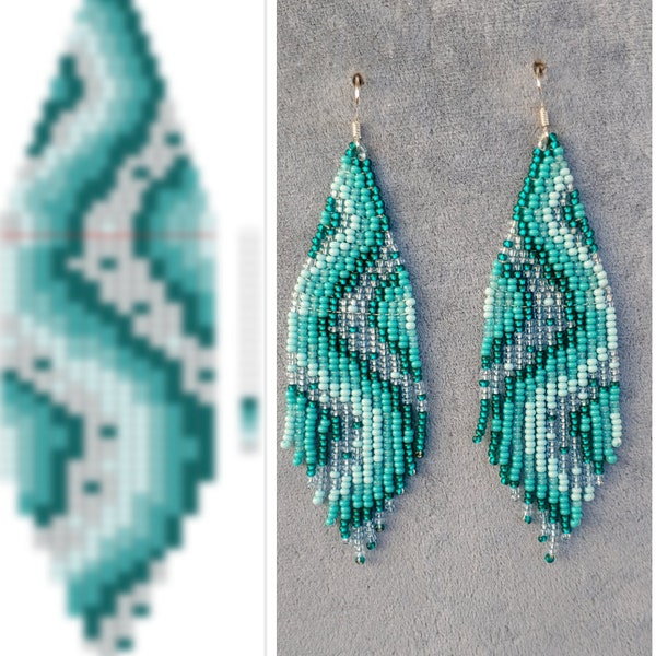 Brick stitch pattern for seed bead earrings Digital PDFpattern Beading earrings pattern Bead weaving PDF digital pattern fringe earrings pdf