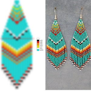 Brick stitch pattern for seed bead earrings Ethnic earring pattern Tribal pattern Digital PDF pattern Beading earrings pattern Bead weaving
