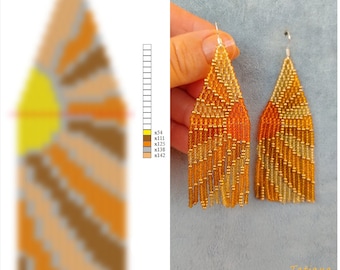 Brick stitch pattern for seed bead earrings Digital PDFpattern Beading earrings pattern Bead weaving PDF digital pattern fringe earrings pdf