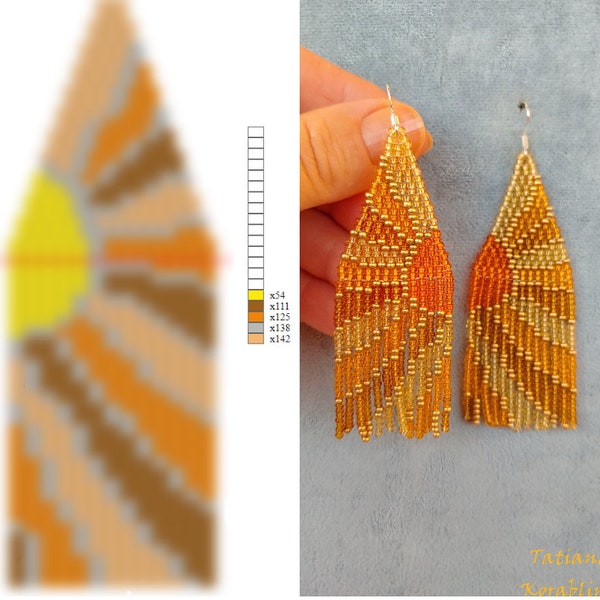 Brick stitch pattern for seed bead earrings Digital PDFpattern Beading earrings pattern Bead weaving PDF digital pattern fringe earrings pdf