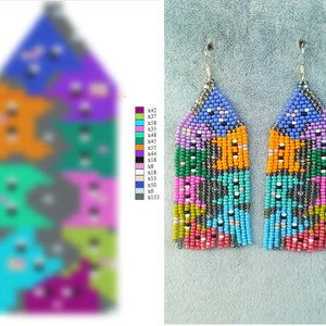 Brick stitch pattern for seed bead earrings Digital PDF pattern Beading earrings pattern Bead weaving PDF digital pattern cat