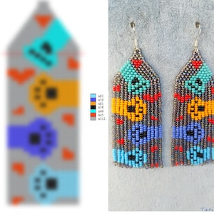 Brick stitch pattern for seed bead earrings Digital PDF pattern Beading earrings pattern Bead weaving PDF digital pattern cat&#39;s paws