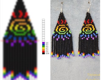 Brick stitch pattern for seed bead earrings Digital PDF pattern Beading sun earrings Seed bead pattern Bead weaving PDF digital pattern