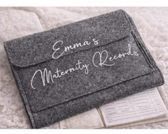 Personalised Felt Maternity Notes Folder, Pregnancy Records Holder, NHS Scan Document Organizer