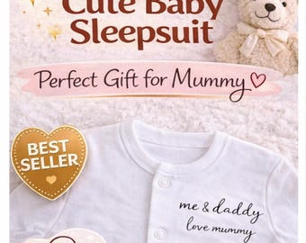 Baby Sleepsuit "Me & Daddy Love Mummy" Gift for New Mum, Soft Newborn Outfit