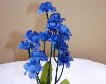 5.5 in. Royal BLUE Soft Silk Baby's Breath Small FLOWER Artificial Aquarium plant w/ Stone base, Great for Bettas! (Beta fish)  Life-like