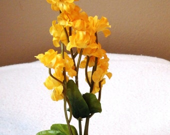 5.5 in. Gold YELLOW Soft Silk Baby's Breath Small FLOWER Artificial Aquarium plant w- Stone base, Great for Bettas! (Beta fish)  Life-like