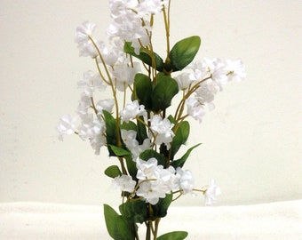 11 in. Bright WHITE Soft Silk Baby's Breath FLOWER Artificial Aquarium plant w- Stone base, Natural, Realistic, Safe for Fantail Goldfish!