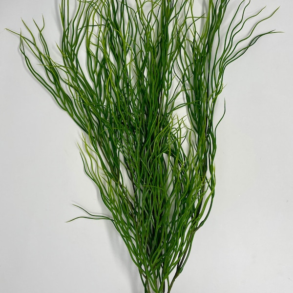 18” EXTRA THICK  4-stem Curly Sea Grass Soft Willow plastic plant, stone base