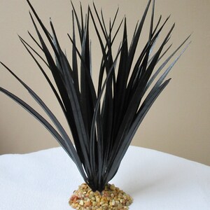 LFP LG BLK Sword Plastic Aquarium Plant – 10-11 Inch – Black Vanilla Sword – Stone Base