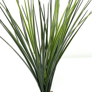13” Extra THICK Green-White SPIKE Weed Grass  Plastic Plant, Stone Base